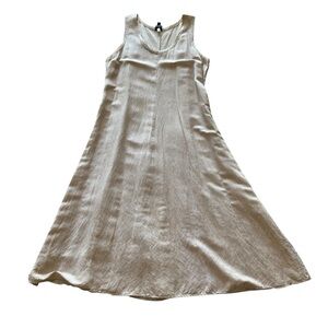 Eileen Fisher Women’s Sz L Long Maxi Linen Blend Sleeveless Flare Dress